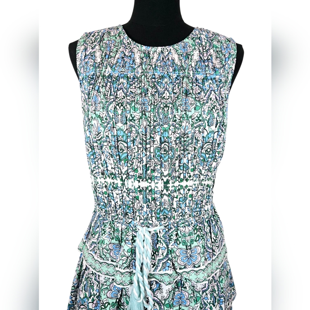 Shoshanna Blue Green Paisley Tiered Midi Dress - Picture 2 of 15